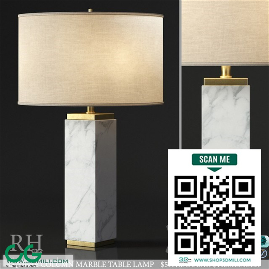 SQUARE COLUMN MARBLE TABLE LAMP